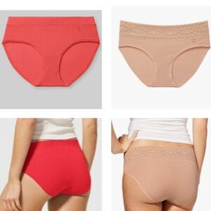 Two Tommy John Women's Cool Cotton Briefs Sz S Beige & Red